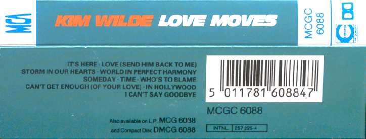 KIM WILDE 'LOVE MOVES' CASSETTE